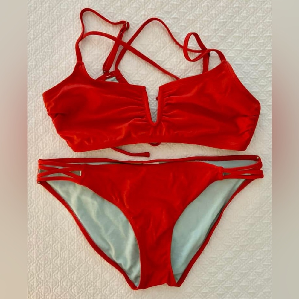 Xhilaration Red and Mint Bikini Set